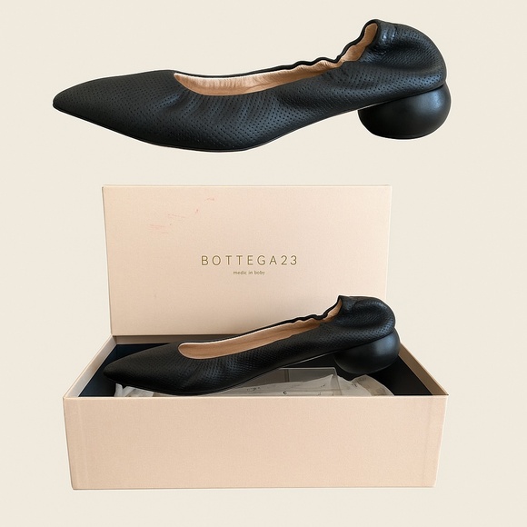 Marilyn’s by Bottega23 Black Perforated Leather Ballet Flats – Made in Italy 🇮 - Picture 3 of 15